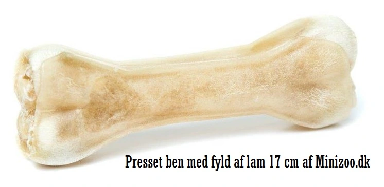 Håndlavet Presset Tyggeben med fyld af lam 17 cm 115 g - stort tyggeben til hunde